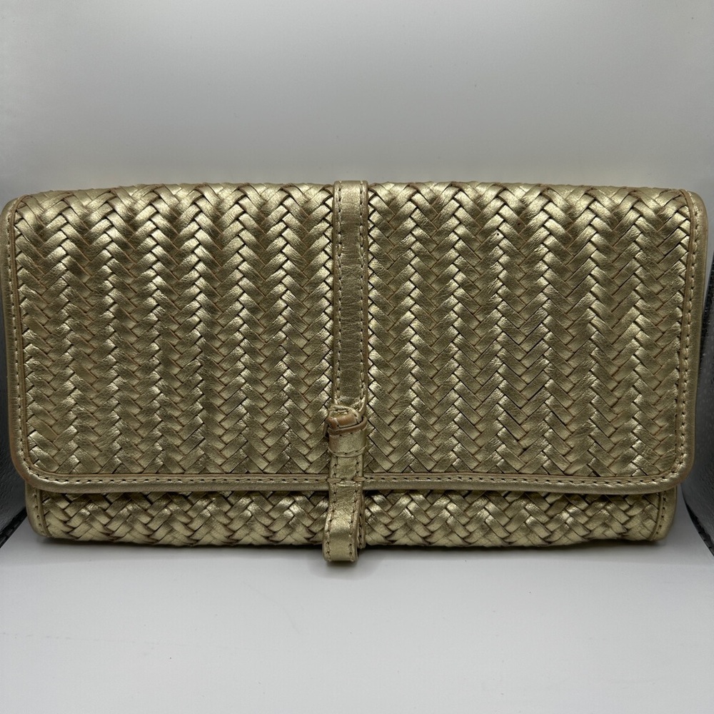 Banana Republic Gold Woven Clutch Bag